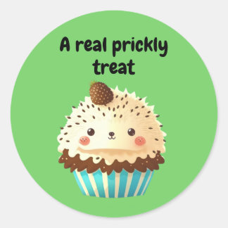 Niedlicher Igel Cupcake - eine echte pricklige Lec Runder Aufkleber