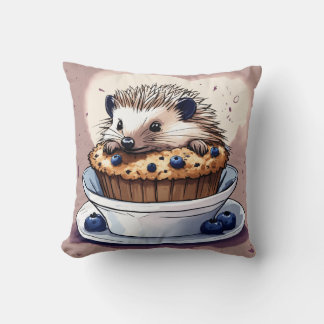 "Niedlicher Igel, der ein Blueberry-Muffin-Kissen  Kissen
