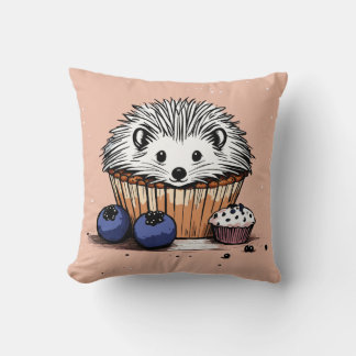 "Niedlicher Igel, der ein Blueberry-Muffin-Kissen  Kissen