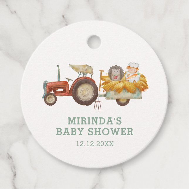 Niedlicher Igel Farm Traktor Babydusche Geschenkanhänger (Vorderseite)
