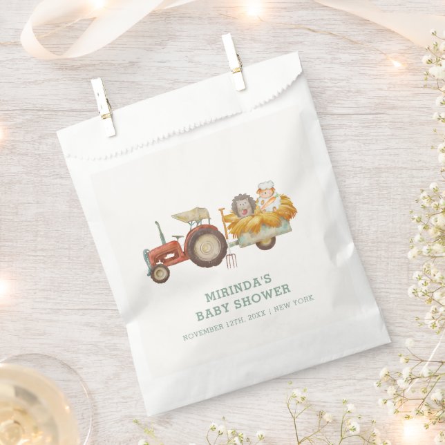 Niedlicher Igel Farm Traktor Babydusche Geschenktütchen (Ausgeschnitten)