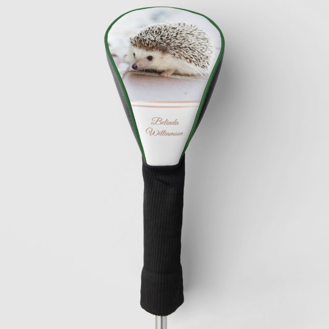 Niedlicher Igel Foto Rose Gold Strip Name Golf Headcover (Vorderseite)