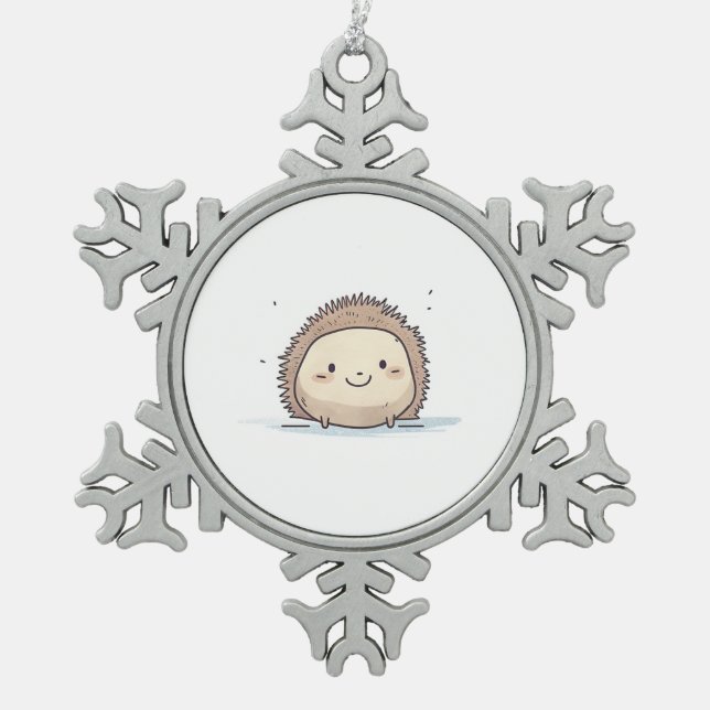 Niedlicher Igel für Wasserfarben Schneeflocken Zinn-Ornament (Vorderseite)