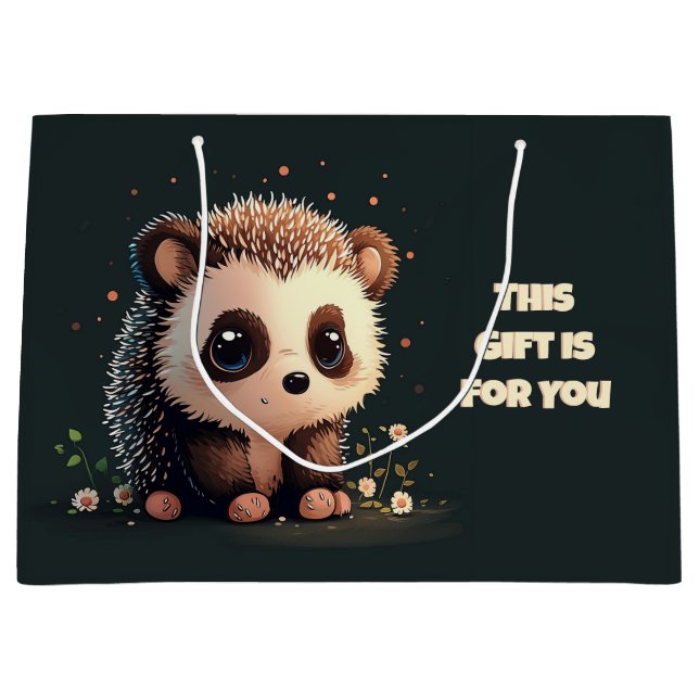 Niedlicher Igel Gift Bag - Adorable Kawaii Art Große Geschenktüte (Vorderseite)