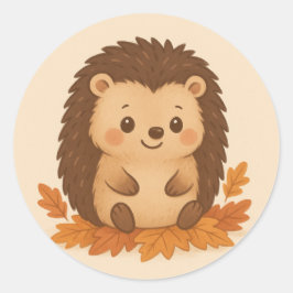 Niedlicher Igel Herbst Runder Aufkleber