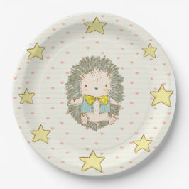 Niedlicher Igel Herz-Sterne Kinderdusche Pappteller