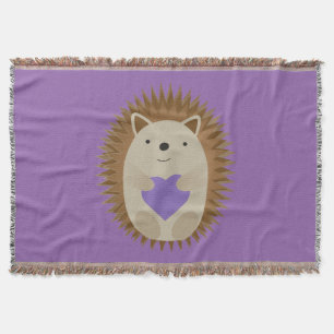 Niedlicher Igel Holidning a Lila Heart Decke