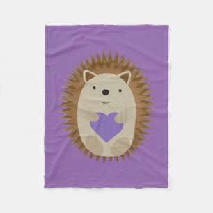 Niedlicher Igel Holidning a Lila Heart Fleecedecke