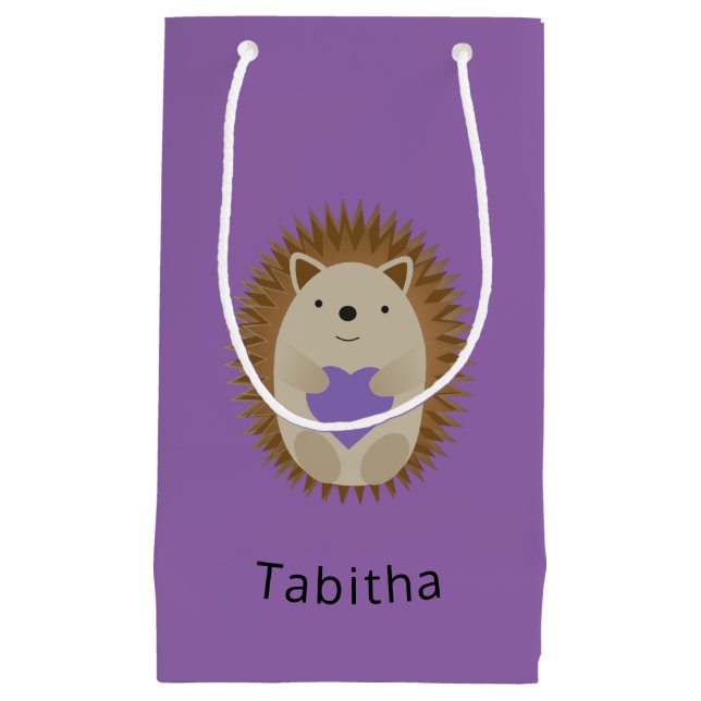 Niedlicher Igel Holidning a Lila Heart Kleine Geschenktüte (Vorderseite)