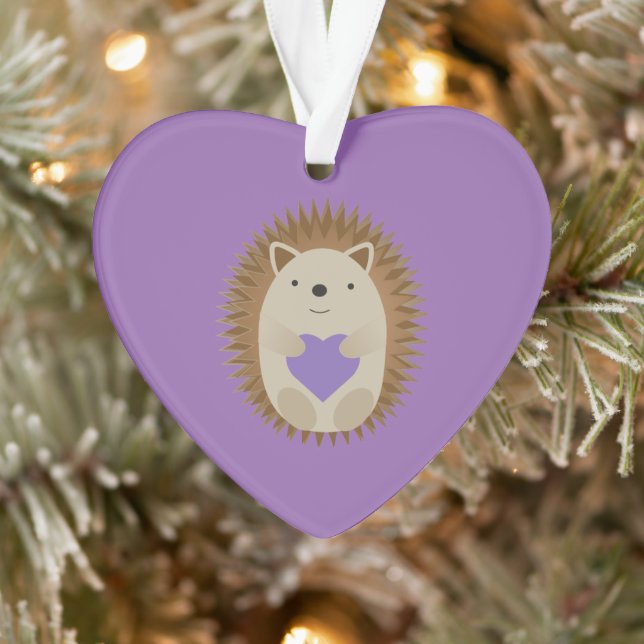 Niedlicher Igel Holidning a Lila Heart Ornament (Baum)