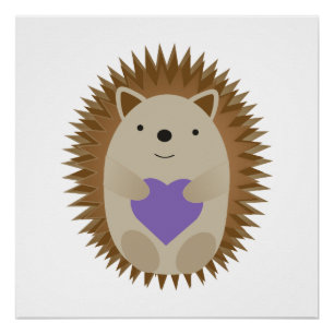 Niedlicher Igel Holidning a Lila Heart Poster