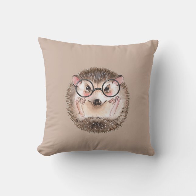 Niedlicher Igel in Aquarellfarben Kissen (Vorderseite)