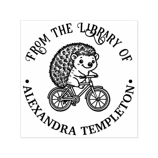 Niedlicher Igel in der Bibliothek Bikes Permastempel (Design)