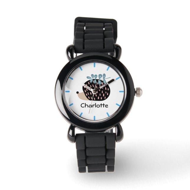 Niedlicher Igel Individuelle Name Personalisiert K Armbanduhr (Vorderseite)