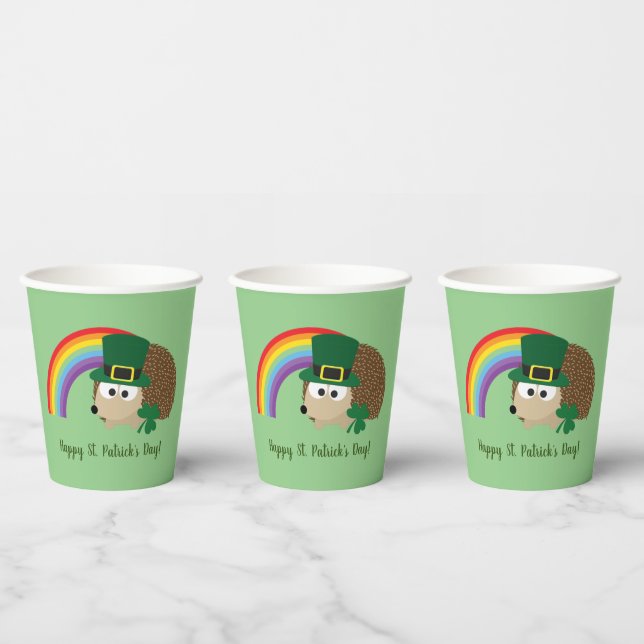 Niedlicher Igel Leprechaun St. Patrick's Day Pappbecher (Multi)