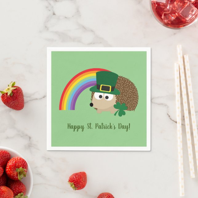 Niedlicher Igel Leprechaun St. Patrick's Day Serviette (Beispiel)
