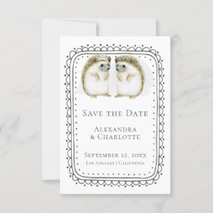 Niedlicher Igel Lesbische Ehepaare speichern das D Save The Date