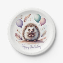Niedlicher Igel mit Balloons zum Geburtstag