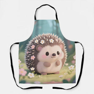 Niedlicher Igel mit Blumen Kawaii Wald Schürze