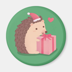 Niedlicher Igel mit Christmas Hat Cartoon Magnet