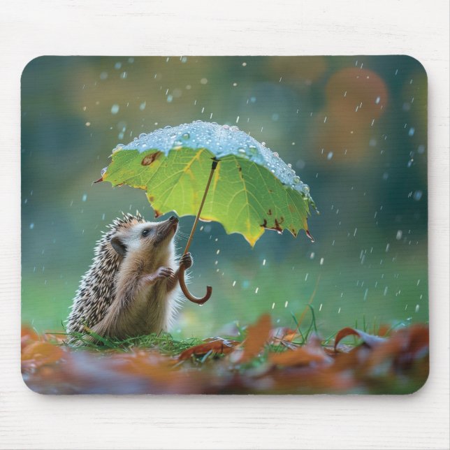 Niedlicher Igel mit einem Blattschirm Mousepad (Vorne)