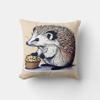 Niedlicher Igel mit einem Blueberry Muffin Kissen
