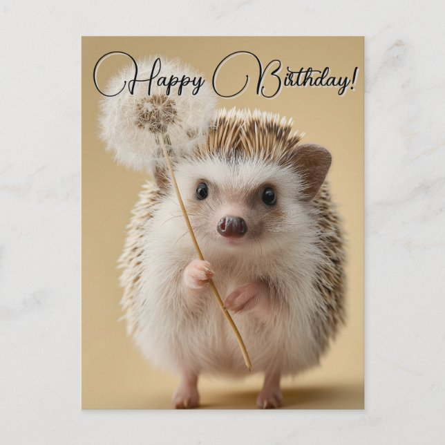 Niedlicher Igel mit einem Löwenzahn Postkarte (Vorderseite)