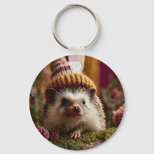 Niedlicher Igel mit einem Strick gestreift Winterh Schlüsselanhänger