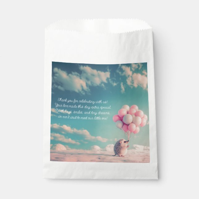 Niedlicher Igel mit Geburtstagsballons, anpassbar Geschenktütchen (Vorderseite)