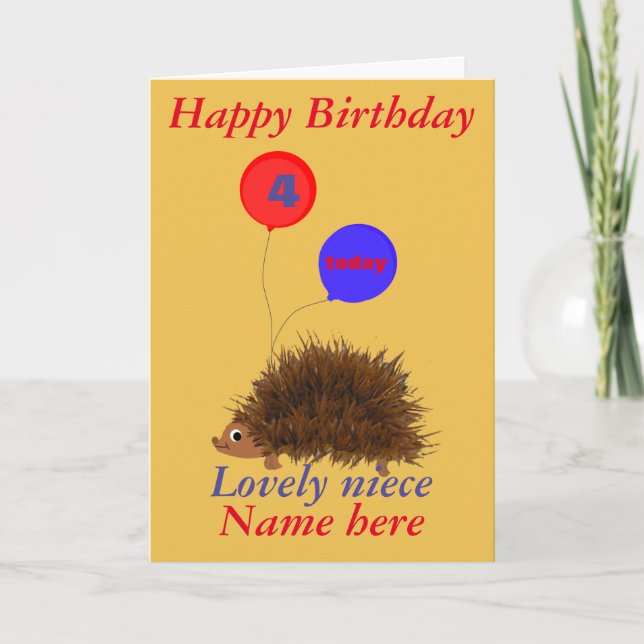 Niedlicher Igel Niece Birthday hinzufügen Karte (Vorderseite)