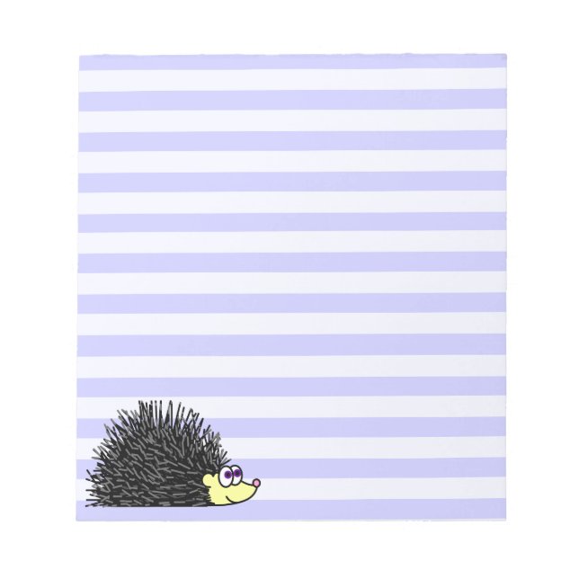 Niedlicher Igel Notepad - Blauer Streifen Notizblock (Vorderseite)
