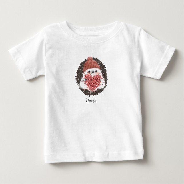 Niedlicher Igel Rosa Herzname Baby T-shirt (Vorderseite)