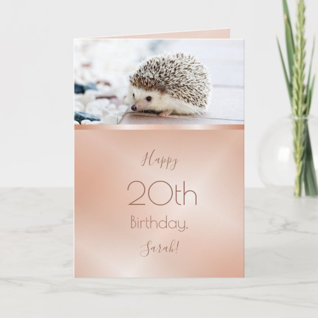 Niedlicher Igel Rose Gold Custom Geburtstag Karte (Vorderseite)