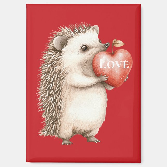Niedlicher Igel Rotes Herz Liebe Magnet (Vorderseite)