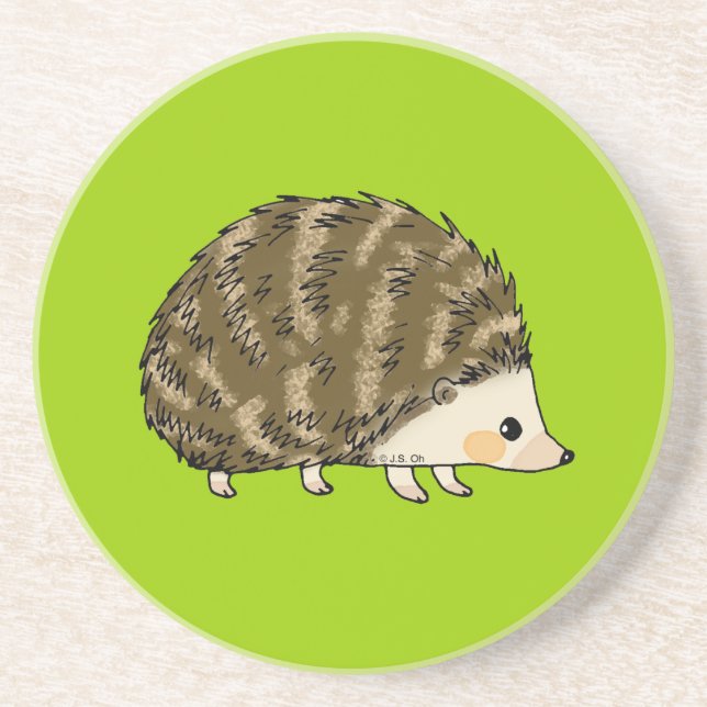 Niedlicher Igel Sandstein Untersetzer (Vorne)
