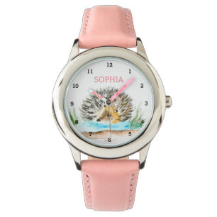 Niedlicher Igel Tier Mädchen Kinder rosa Armbanduhr