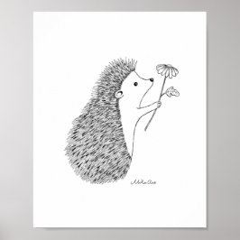 Niedlicher Igel Tinte Zeichnend Poster Woodland Ti