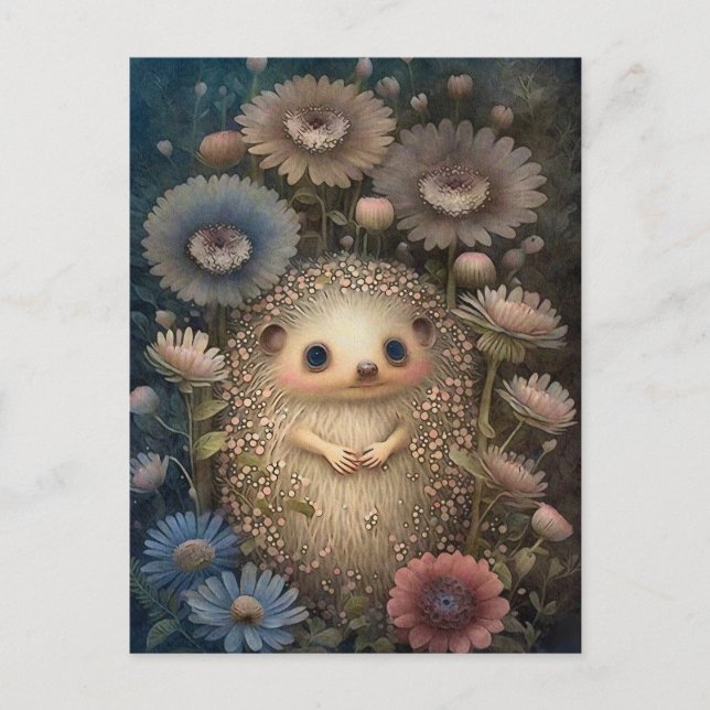 Niedlicher Igel und Blume Postkarte (Vorderseite)