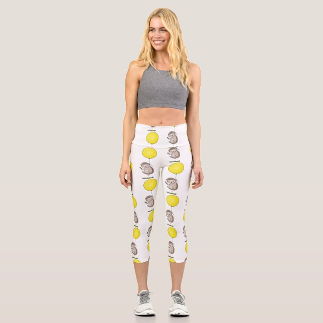 Niedlicher Igel und Muster des Cartoon in Ballon Capri Leggings (Vorderseite)