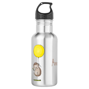 Niedlicher Igel und Muster des Cartoon in Ballon Edelstahlflasche