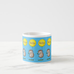 Niedlicher Igel und Muster des Cartoon in Ballon Espressotasse