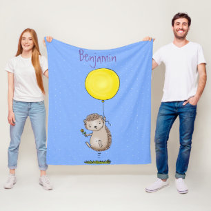 Niedlicher Igel und Muster des Cartoon in Ballon Fleecedecke
