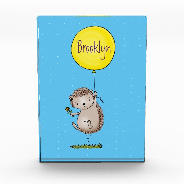 Niedlicher Igel und Muster des Cartoon in Ballon Fotoblock (Vorderseite)