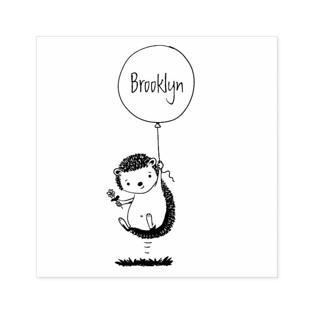 Niedlicher Igel und Muster des Cartoon in Ballon Gummistempel (Prägung)