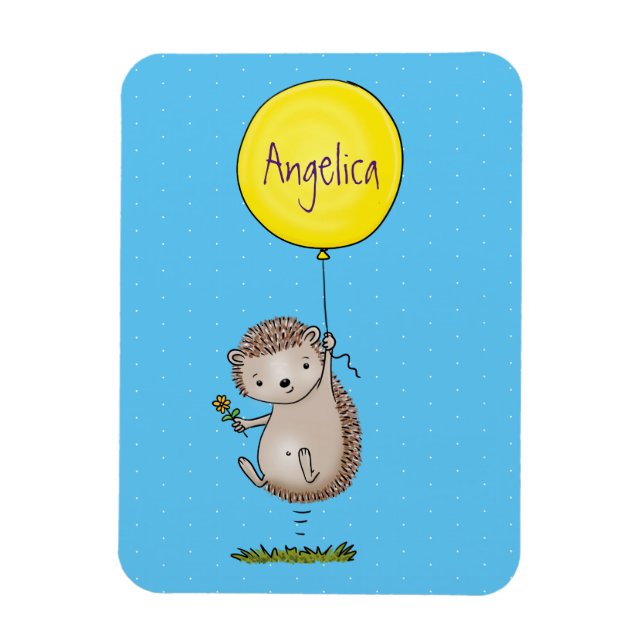 Niedlicher Igel und Muster des Cartoon in Ballon Magnet (Vertikal)