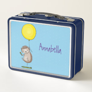 Niedlicher Igel und Muster des Cartoon in Ballon Metall Brotdose