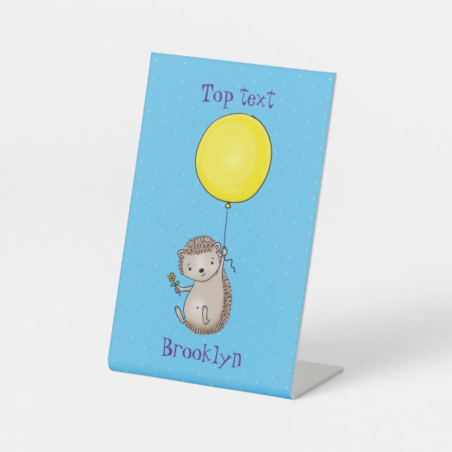 Niedlicher Igel und Muster des Cartoon in Ballon Sockelschild (Vorderseite)