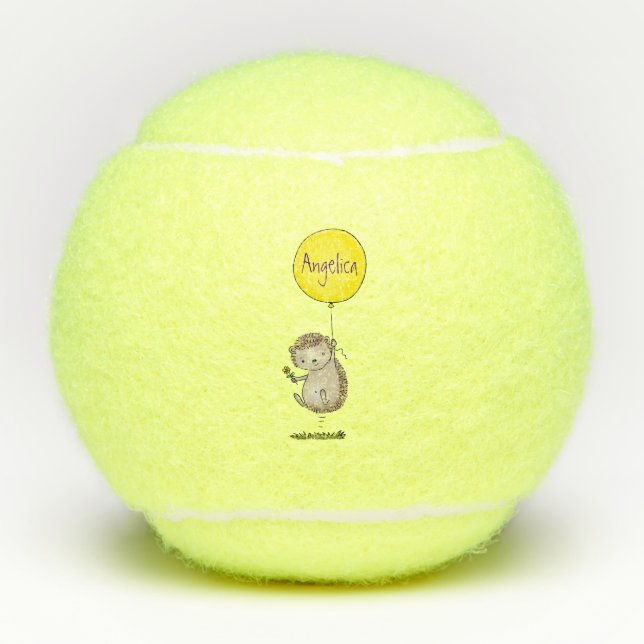 Niedlicher Igel und Muster des Cartoon in Ballon Tennisbälle (Vorderseite)
