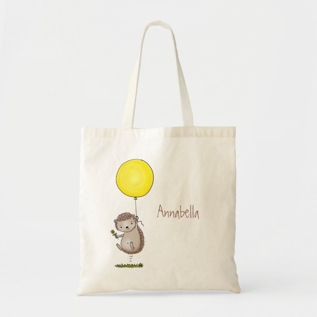 Niedlicher Igel und Muster des Cartoon in Ballon Tragetasche (Vorne)