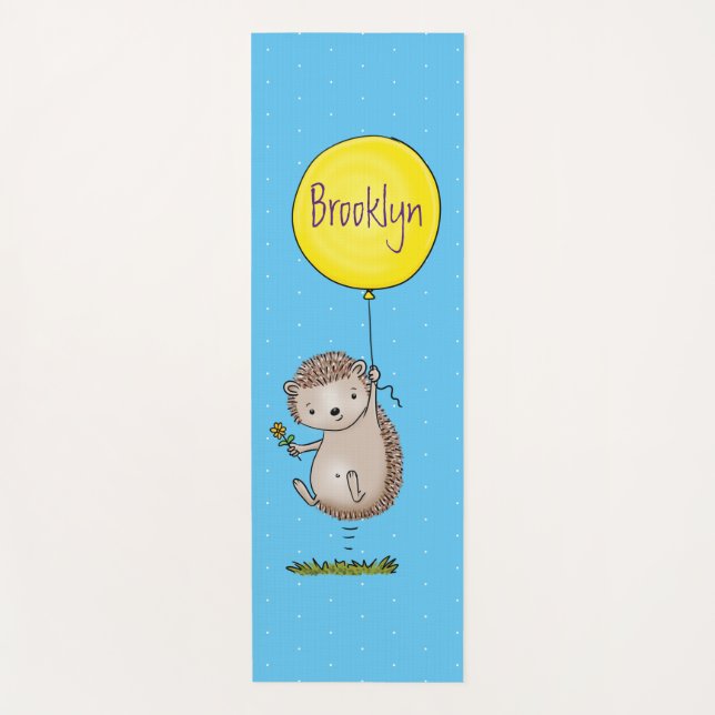 Niedlicher Igel und Muster des Cartoon in Ballon Yogamatte (Vorderseite)